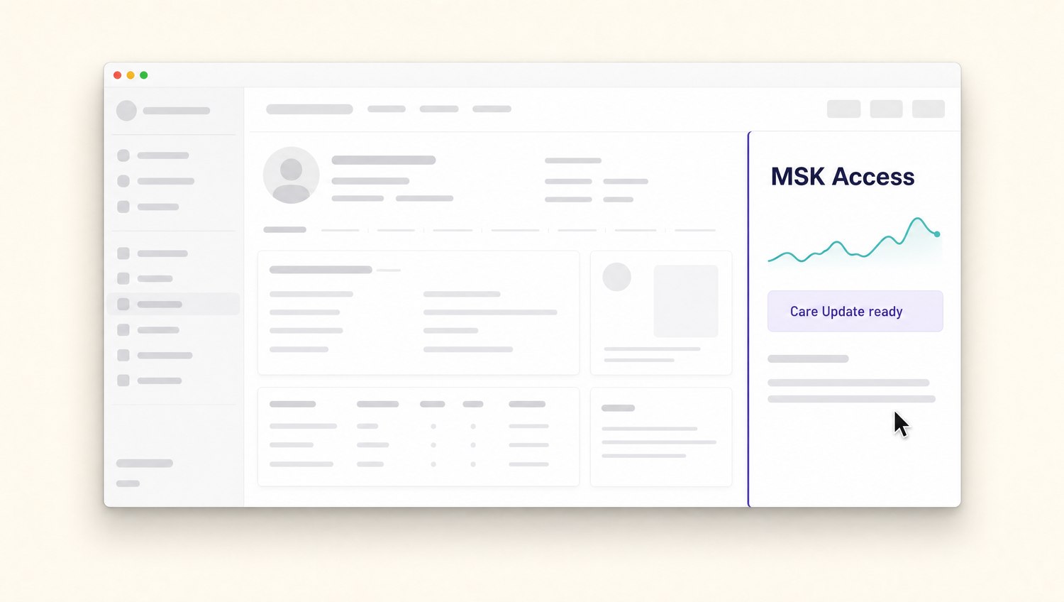 MSK Access panel embedded inside the EHR